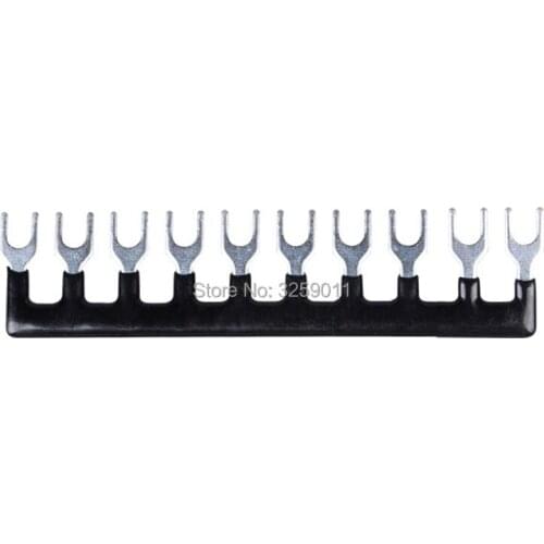 100PCS TB2510 Suyep 10 Positions 25A Wire Connector Pre Insulated Fork Type Barrier Spades Terminal Strip Jumper Block