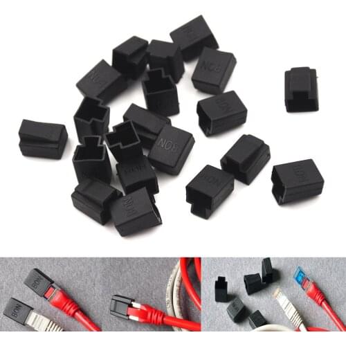 20pcs/lot Black RJ45 Crystal Head Cover Network Plug Anti Dust Protector Cover Cap Wholesale
