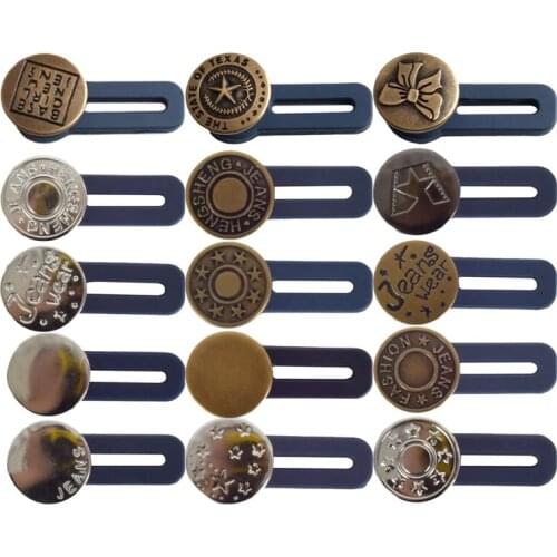 6PCS Adjustable Button Free Sewing Buttons Disassembly Retractable Jeans Waist Button Extended Buckles Pant Waistband Expander