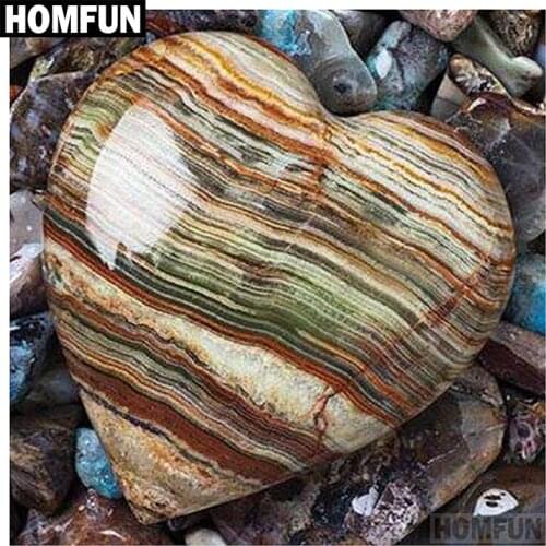 HOMFUN 5D DIY Diamond Embroidery Full Display "stone heart love" Diamond Painting Square/Round Rhinestones Decor Art A00747