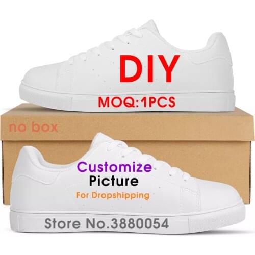 White Casual Men Canvas Shoes Custom Image Four Season Sneakers Male Teenager College Footwear DIY Wholesale Free Drop Shipping