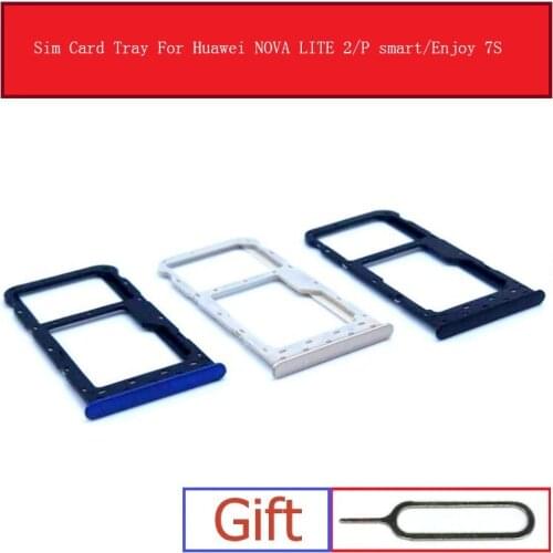 SIM Card Tray Holder For Huawei Nova Lite 2 /P Smart /Enjoy 7S FIG-LA1 FIG-LX1 Sim Card Reader Slot Socket Adapters Replacement