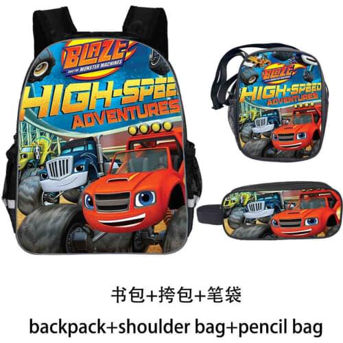Kids Blaze and Glory Print Backpack Children Kindergarten School Bag Child Cartoon Bookbag Start School Gift 3pcs Set