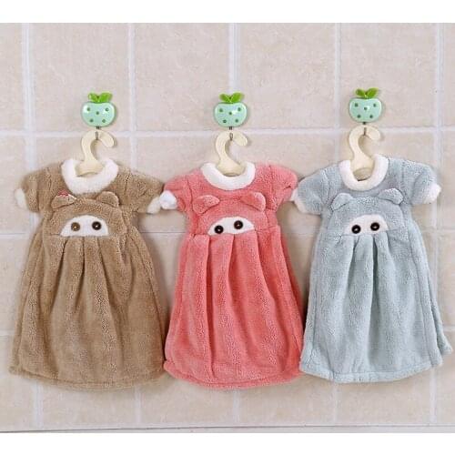 Creative Cartoon Bear Water Absorbent Towel Thick Coral Fleece Multipurpose Super Absorbent Hanging Towels Home Kitchen Supplies