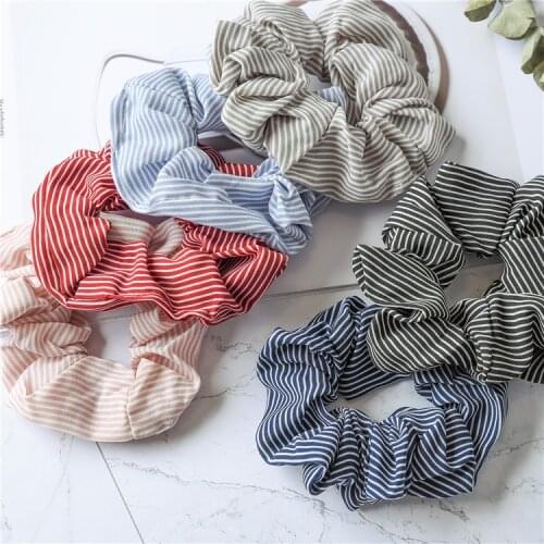 Fashion Girls Women stripe hair accessories Creative Chiffon small fresh flower seamless headband rubber band elastic hair bands
