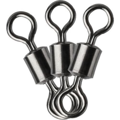 New Hot Sale 50Pcs/lot Fishing Swivel Barrel Bearing Rolling Swivel Solid Ring LB Lures Connector 11 Sizes