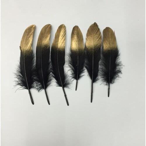 New Goose Feathers,50pcs/lot- Gold/Black Goose Loose feathers,goose craft feathers,13-18cm long,Free Shipping