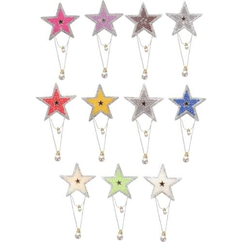 Pentagram Pendant Crystal Rhinestone Patches Iron on Patches for Clothing Hotfix Rhinestone Sticker on Clothes Bag DIY Appliques