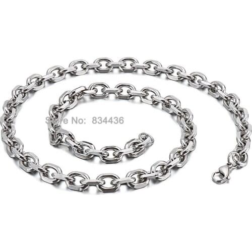 20pcs of 4 5 6 7 8mm Good Quality Edged Flat Cross Necklaces Stainless Steel Cable Link Chains Men Women DIY Jewelry Wholesale