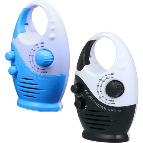 Portable Bathroom Shower Radio AM FM Broadcast Waterproof Top Handle Compact