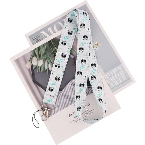 24pcs/lot MD1077 DMLSKY Cartoon Panda Lanyard Keychain Lanyards for keys Badge ID Mobile Phone Rope Neck Straps Accessories