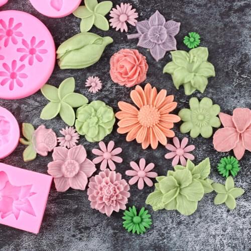 Flower Silicone Mold Cupcake Topper Fondnat Molds DIY Party Cake Decorating Tools Candy Clay Mould Chocolate Gumpaste Moulds