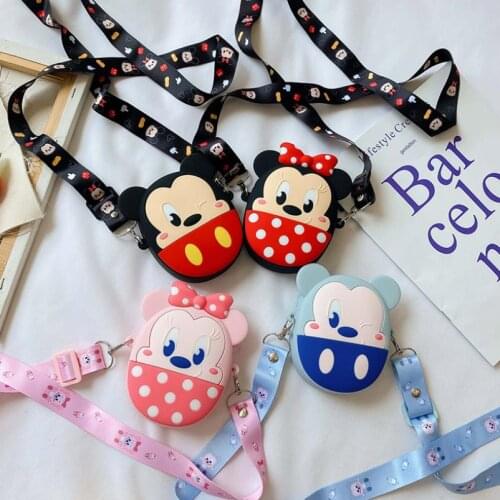 Disney cartoon handbags primary bag school girl Women Mickey mouse Minnie double pocket portable tutorial bags shoulder