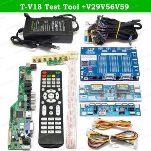 T-V18 LED LCD Screen Tester Test Tool T-V18 Panel Test Tool + V29V56V59 Universal LCD TV Controller Driver Board