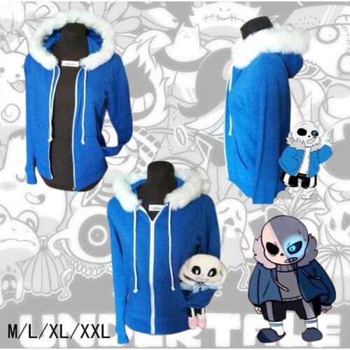 Game Undertale Sans Coat Skeleton Zipper Hoodies Anime Cosplay Sweatshirt