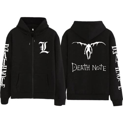 Anime Death Note Hoodies Sweatshirts Jacket With Zipper Cozy Tops Pullovers Sudadera felpa moletom