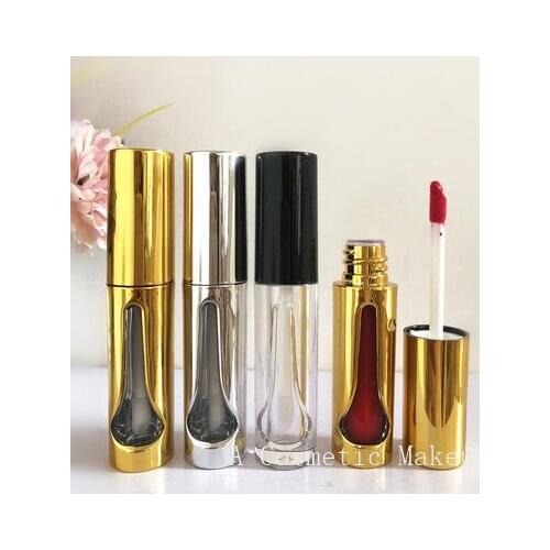 High-end lip glaze bottle lip gloss empty bottle 3ML round overall electroplating gold and silver hollow personalized lip tube