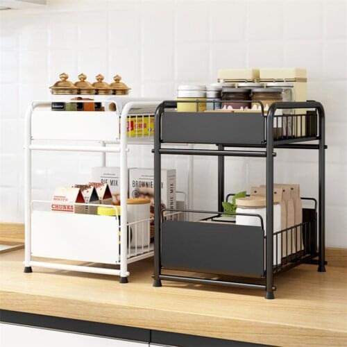 Drawer Organizer Cabinet Basket Pull Out Under The Sink Desktop Kitchen Bathroom Storage
