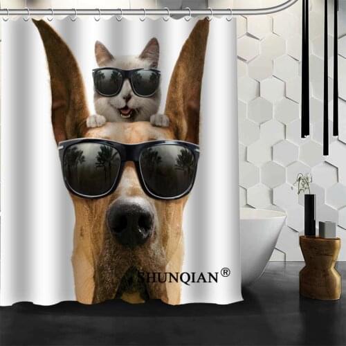 Dog And Cat Shower Curtains Polyester Bathroom Waterproof Bath Curtain Size 150X180cm165X200cm180X200cm