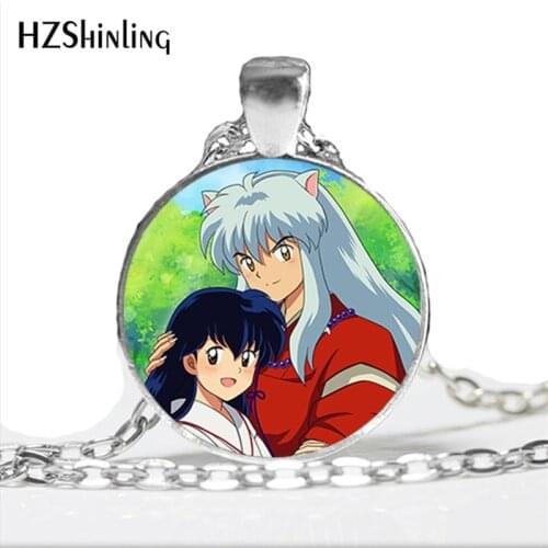 NS-00792 Anime Inuyasha and Kagome Necklace Cartoon Glass Steampunk Jewelry For Women Cosplay Statement Pendant Necklaces HZ1