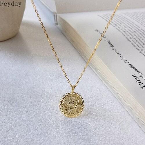 Vintage Dog Animal Coin Pendant Necklace For Women Real 925 Sterling Silver Necklaces Party Wedding Fine Jewelry Accessories