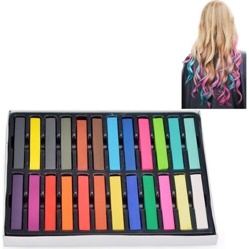 24 PCS Women Girls Disposable Hair Color Dye Chalk Pen Coloring Crayons Soft Pastels