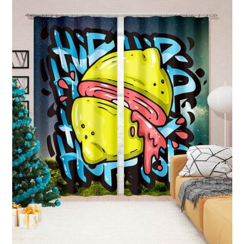 3D Funny Personality Trend Pattern Adult Children Bedroom Living Room Shade Custom Curtain Suit Bedroom with Hook Accessories