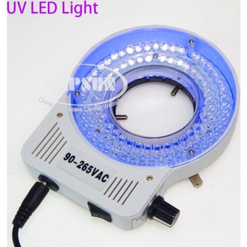 5W UV 365nm / 395nm 80 LEDs Industry Stereo Microscope Compact LED Ring Light Lamp with Built-in Dimmer 90-240V AC