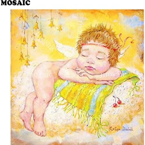 5d Diy Diamond Painting Cross Stitch Angel Baby Diamond Mosaic Embroidery square Diamond Mosaic Pictures Needlework art E351