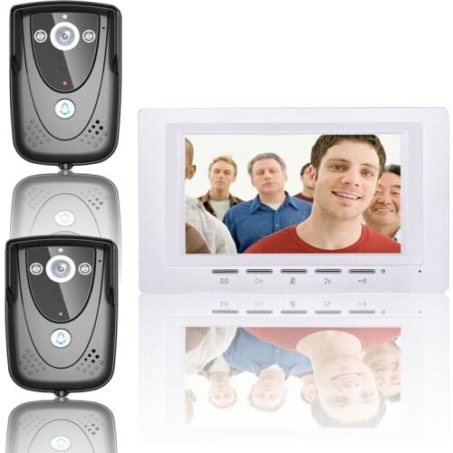 7 Inch Video Door Phone Doorbell Intercom Kit 2-camera 1-monitor Night Vision