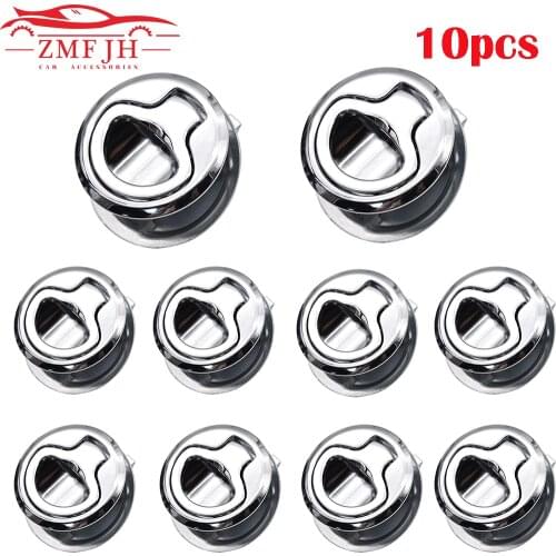 10pcs 45mm Stainless Steel Marine Boat Flush Pull Slam Latch Mount Hatch Lift Without Key RV Boat Yacht Hatch Door Lock Mount