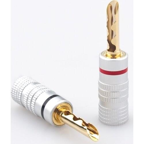 Audiophile 8 Pcs Audio Cable Plug 5MM - Solder Free Gold Plated Banana Plug Speaker Cable Plug