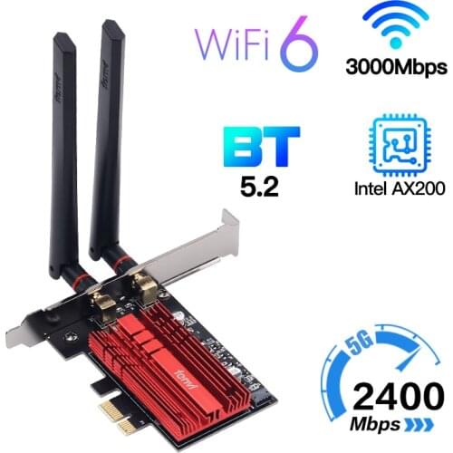 2400Mbps Wireless Adapter PCIe Wifi 6 For Intel AX200 Wifi Network Card Bluetooth 5.1 802.11ac/ax 2.4G/5G Desktop Windows 10