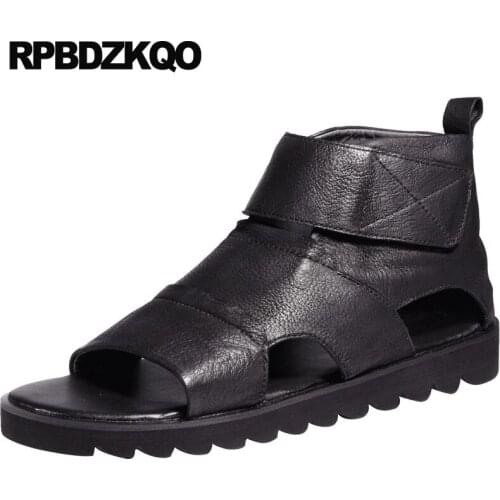 Boots Flat Soft Sandals Genuine Leather Designer Shoes Men High Quality Famous Brand Open Toe Black Casual Summer Luxury 2018