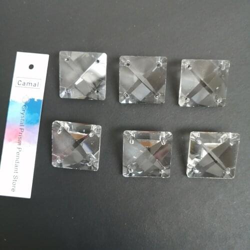 Camal 30pcs 22mm Crystal Loose Square Beads with 4 holes Pendants Prisms Lamp Lighting Chandelier Part Hanging Home Decoration