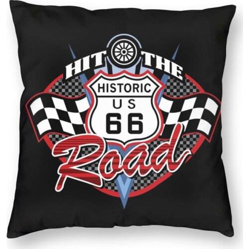 Travel This Classic Route 66 Cushion Cover 40x40cm Decoration 3D Print American Highway Throw Pillow for Car Double-sided