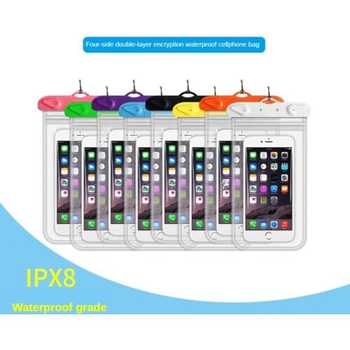 Double-layer Mobile Phone Waterproof Bag Valve Port Clip Sealing Four-sided Diving Waterproof Mobile Phone Case Dropshipping