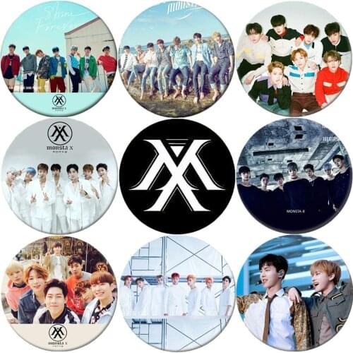 Hot Korea Monsta X Brooch Idol Boys Cosplay Shownu Badge Backpacks Clothes Women Female Girl Gift Drop Shipping