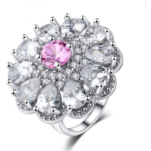 I & FDLK Fashion Flower Ring Romantic Crystal Rhinestones Women Ring Jewelry Accessories Lover Gift