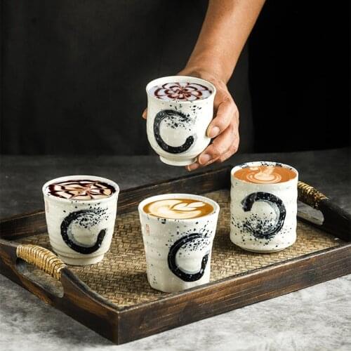RHE 190ml Ceramic coffee cup Beer Tea Mug Whiskey Glass Drinkware cup Ceramic Latte Specialized coffee Coffee cup set 1-4ps