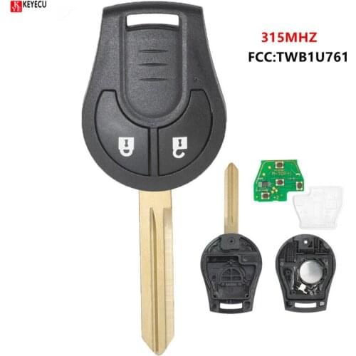 Keyecu Remote Key Fob 2 Button 315MHz D46 Chip for Nissan March Sunny 2010+ FCC:TWB1U761
