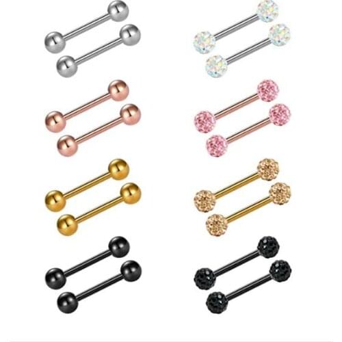 Nipple Rings Tongue Ring Surgical Steel Nipplerings Piercing Women Barbells 14G 6 Pairs 1/2"-9/16"-5/8"-3/4"