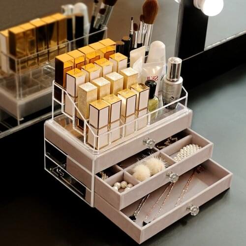Dresser Jewelry Storage Box 3 Layers Lipstick Display Stand Jewelry Organizer For Makeup Necklace Ring Plastic Storage Container