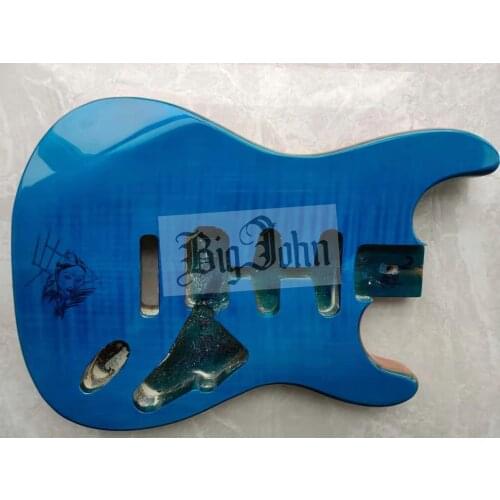 Blue color fine ST electric guitar body one pcs mahogany wood body with girl inlay in body S15