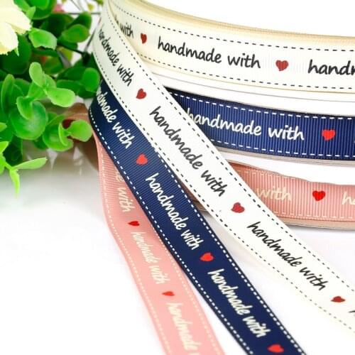 5Yards 16mm Heart Letter Printed Grosgrain Ribbon For DIY Decorative Crafts DIY Garment Handmade Craft Materials