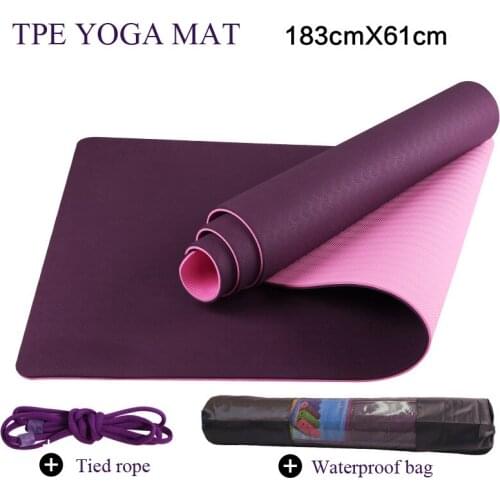 6mm TPE Yoga Mat Non Slip Double Layers With Adjustable Strap Healthy Lose Weight For Yoga include the carry bag