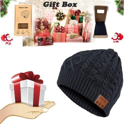 Best Christmas Gift Wireless Bluetooth 4.2 Music Hat Cap Headset Headphone Earphone Speaker Mic, Charging Cable, Gift Package