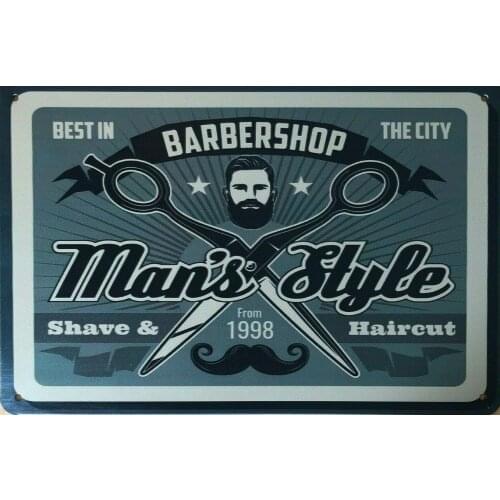 BARBER SHOP Metal Tin Sign Pub Bar Decoration Tin Sign Shabby Chic Home Decor Plaque Wall Art Man Cave
