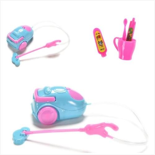 Dollhouse Mini Vacuum Cleaner For Girl Dolls Children Baby Girl Choose Furniture Doll Accessories 4pcs Toothpaste Tube