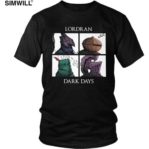 Praise The Sun Tee Men Casual Short Sleeves Cotton Dark Souls Lordran Dark days T Shirt Round Neck Video Game T-shirts Plus Size